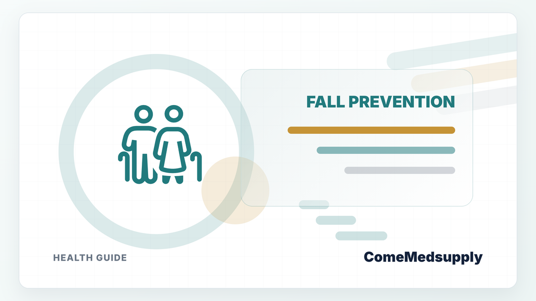 Older adult fall prevention health guide cover with medical elderly icon