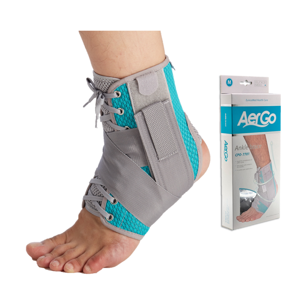 【Aergo】加強型護踝(CPO-7701)( 護踝 固定 腳踝 踝關節 支撐 保護 夾板固定 透氣網布 抽繩綁帶)