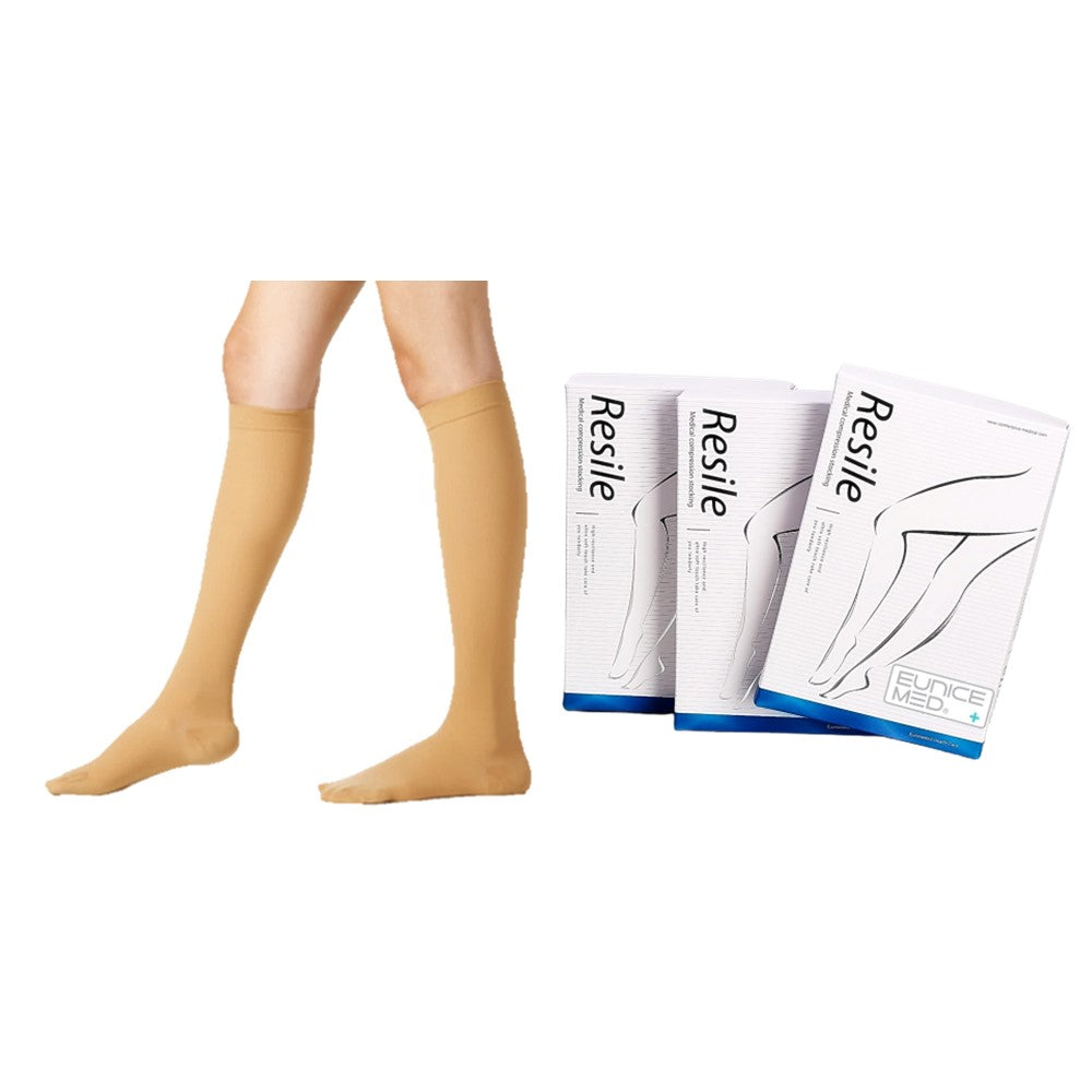 【EuniceMed】醫用輔助襪/漸進式壓力襪(膚色包趾小腿襪 CPS-3002-BG)(靜脈曲張 彈性襪 久站 舒緩減壓 漸進壓力)
