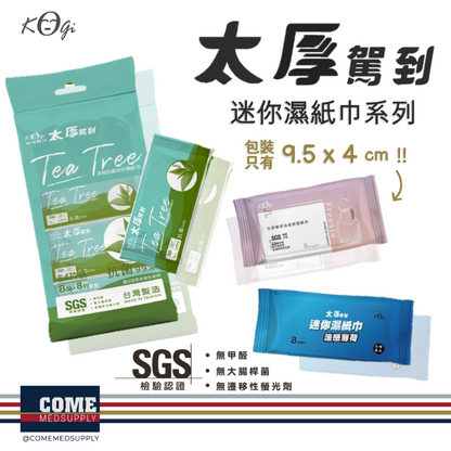 【宏瑋 太厚駕到】涼感薄荷8抽迷你柔膚濕紙巾(4包 薄荷 清爽 旅行外出 清潔 親膚 濕巾）